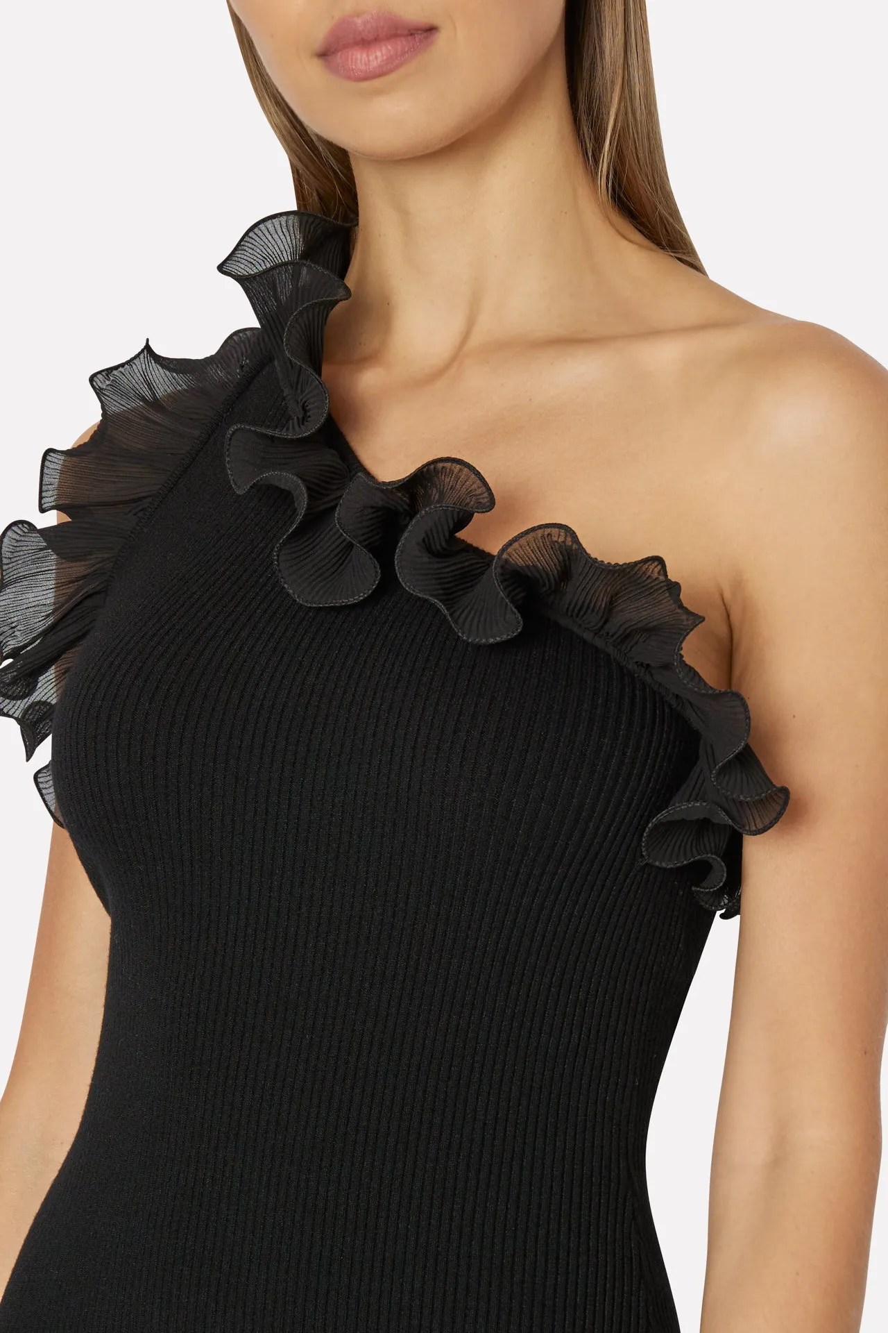Scallop Ruffle One Shoulder Dress sold by Milly product image thumbnail 3
