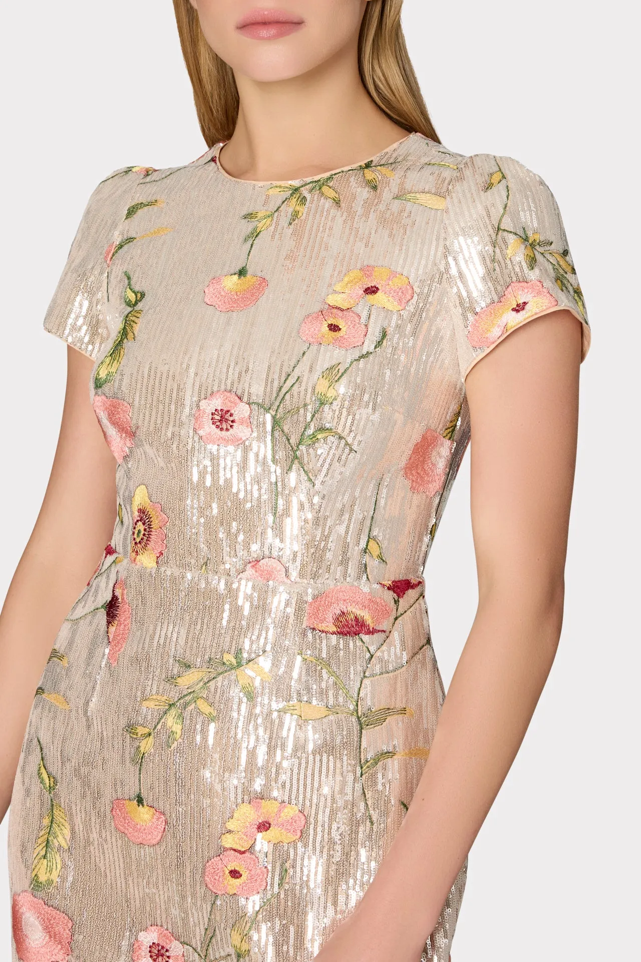 Tahlia Floral Sequins Embroidery Dress sold by Milly product image thumbnail 3
