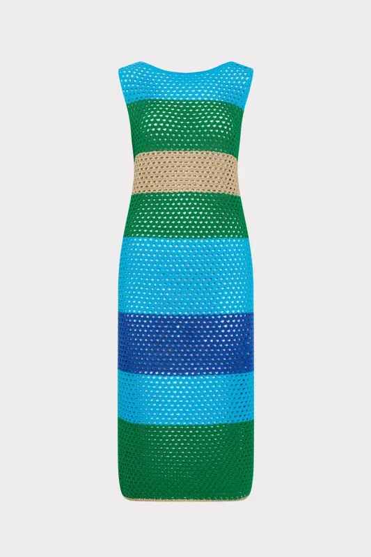 Open Stitch Boat Neck Midi Dress made by Milly