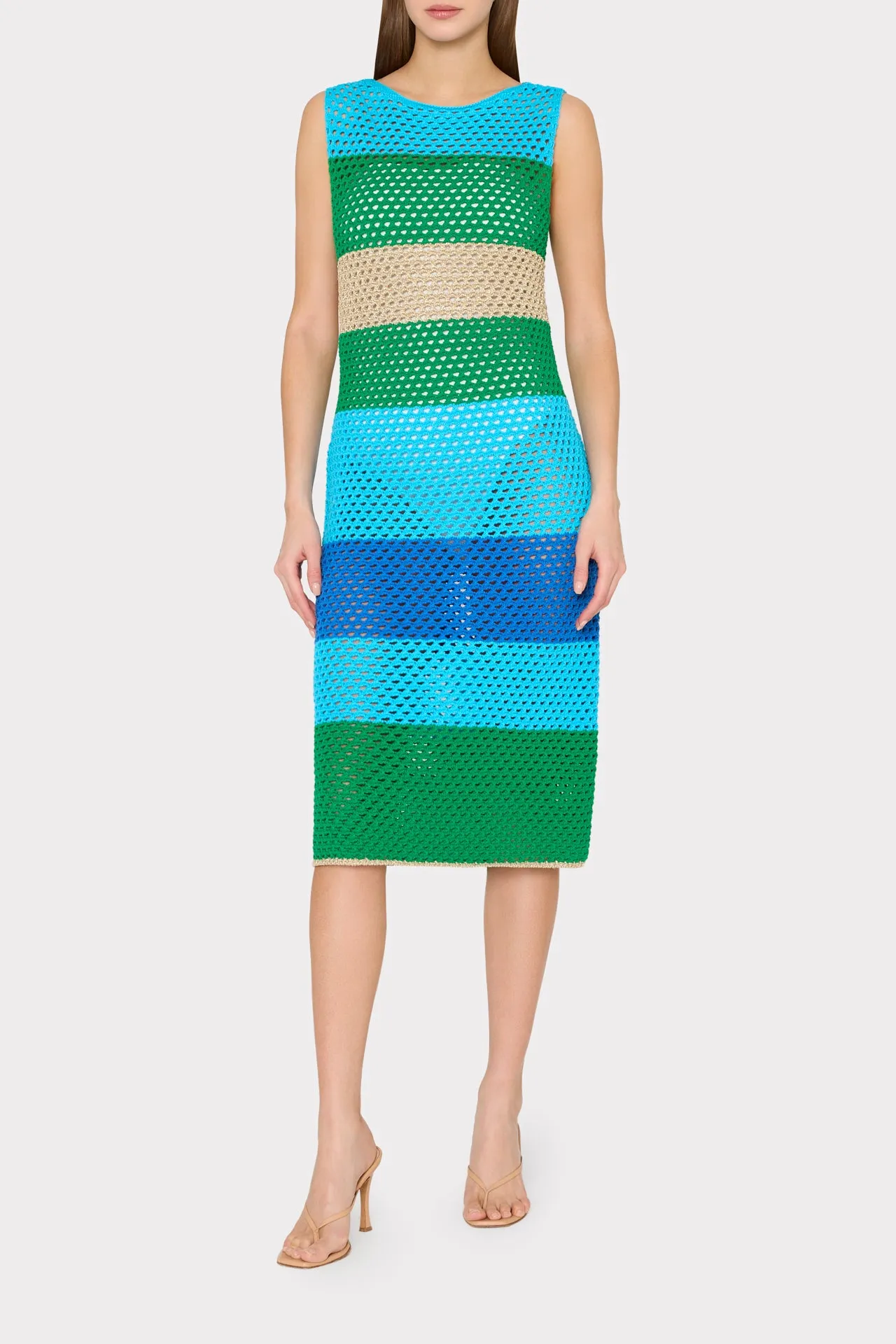 Open Stitch Boat Neck Midi Dress sold by Milly product image thumbnail 2