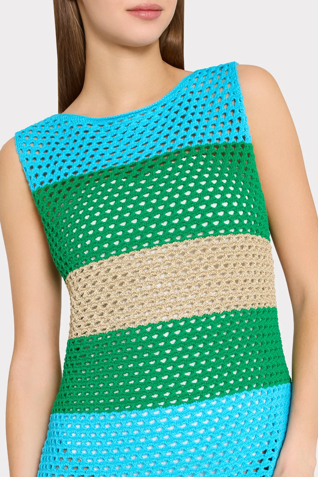 Open Stitch Boat Neck Midi Dress sold by Milly product image thumbnail 4