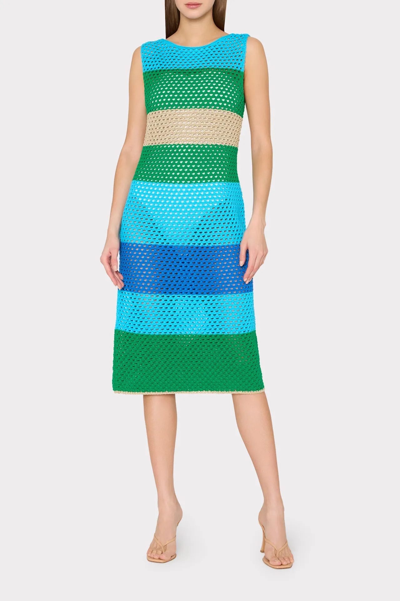 Open Stitch Boat Neck Midi Dress sold by Milly product image thumbnail 3