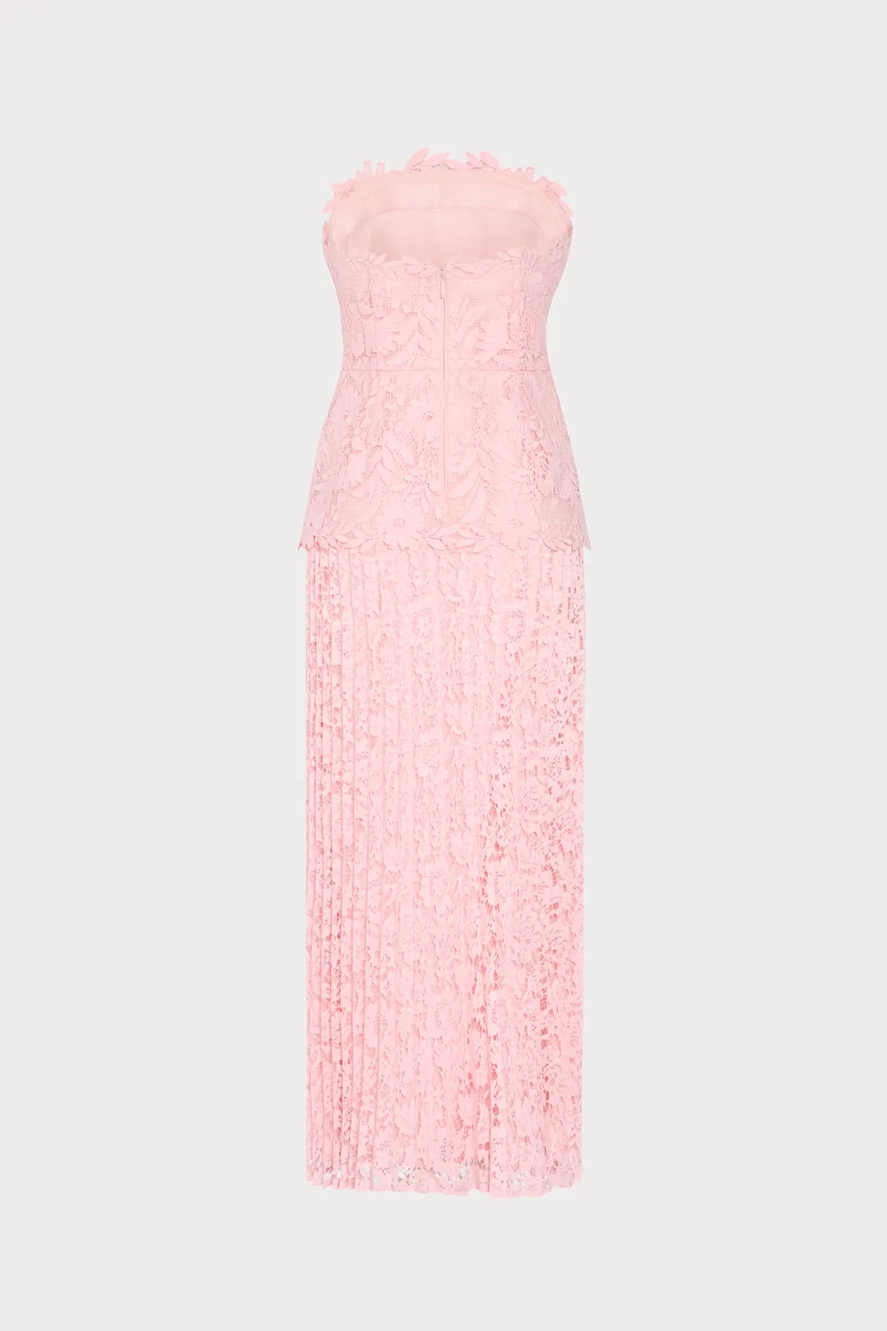 Norelle Strapless Mixed Laces Pleated Maxi Dress sold by Milly product image thumbnail 5