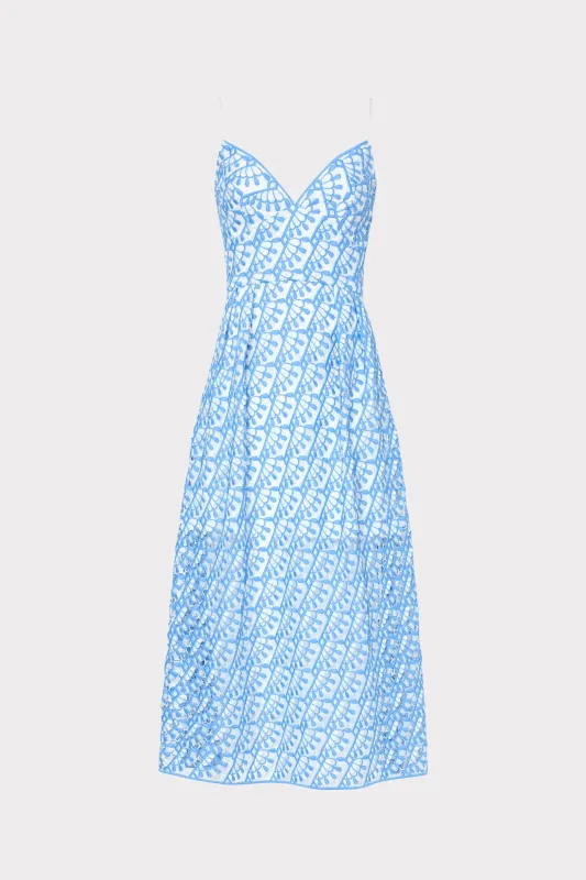 Hazel Embroidered Midi Dress made by Milly