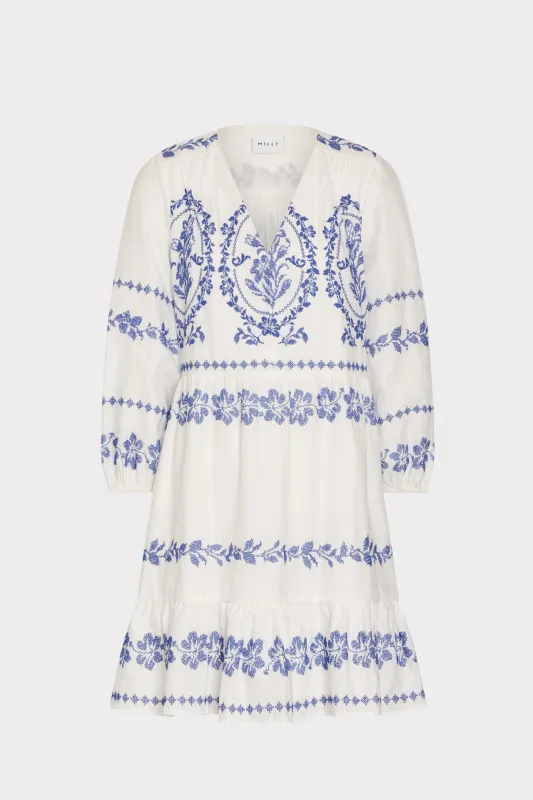 Lene Embroidered Mini Dress made by Milly