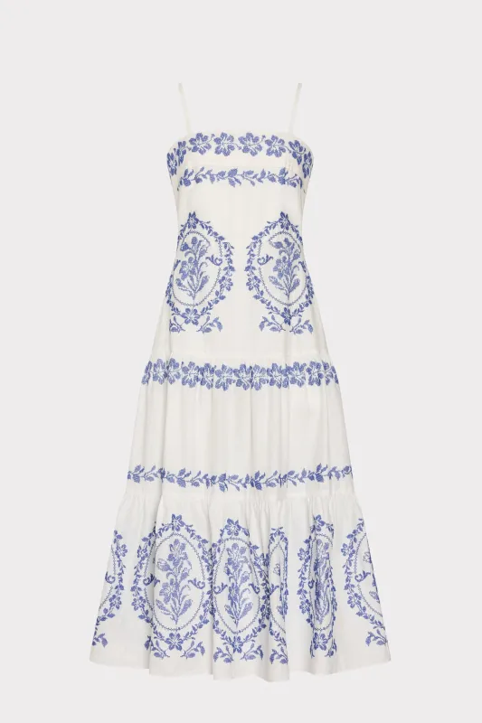 Lela Embroidered Midi Dress made by Milly