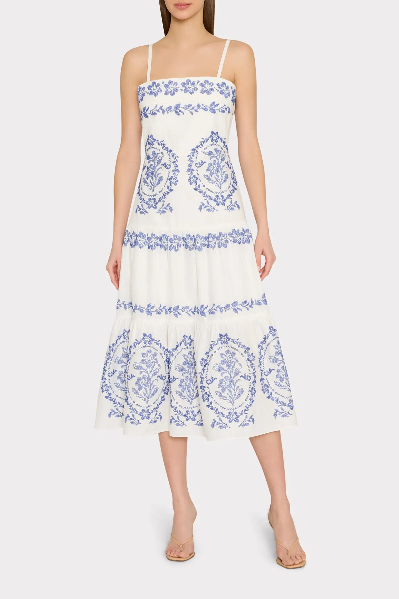 Lela Embroidered Midi Dress sold by Milly product image thumbnail 2