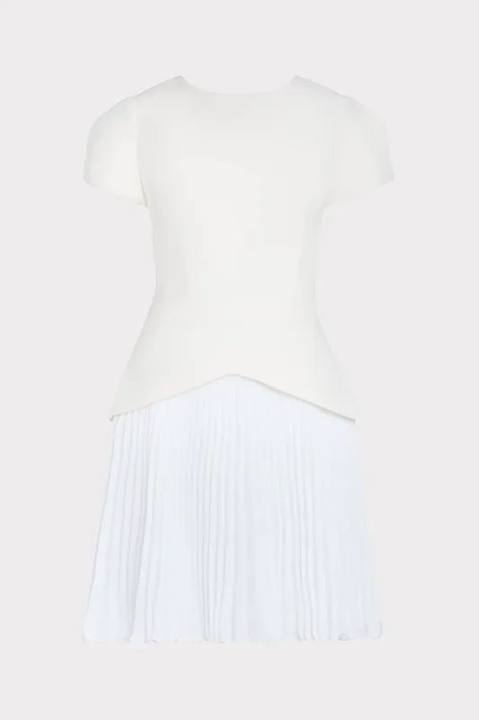 Haddy Pleated Short Sleeve Mini Dress made by Milly