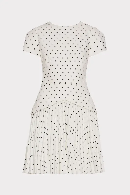 Haddy Short Sleeve Polka Dot Mini Dress made by Milly