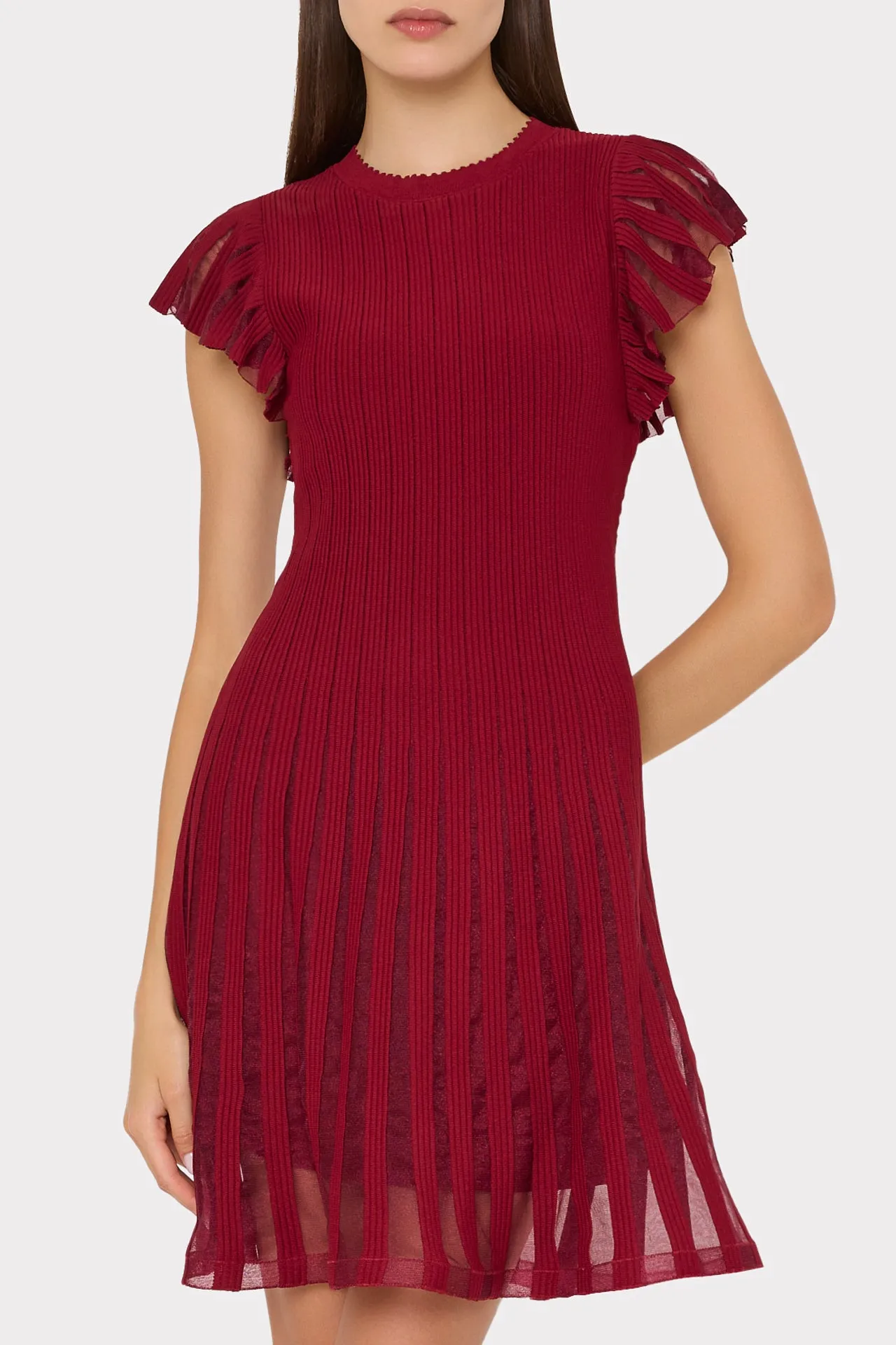Sheer Flutter Sleeve Knit Dress sold by Milly product image thumbnail 3