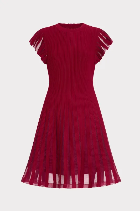 Sheer Flutter Sleeve Knit Dress made by Milly