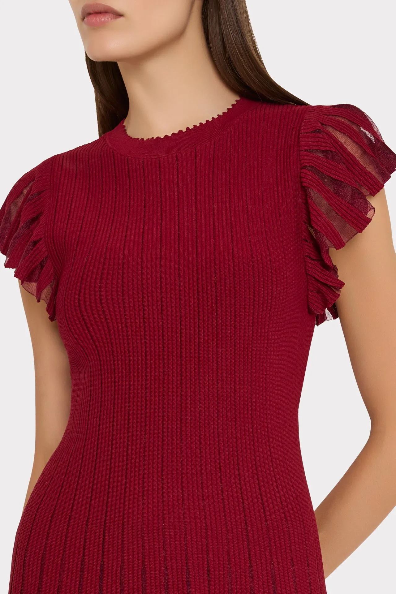 Sheer Flutter Sleeve Knit Dress sold by Milly product image thumbnail 4