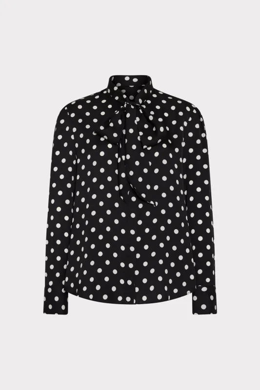 Tie Neck Polka Dot Blouse made by Milly