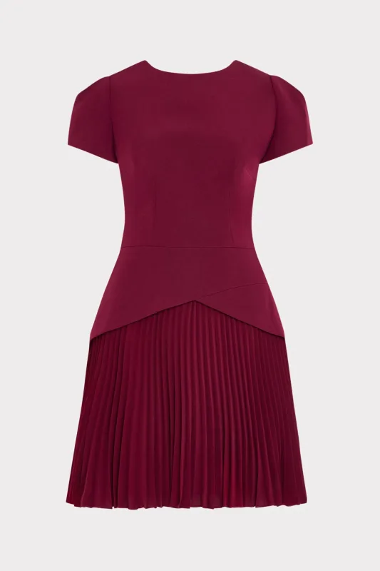 Haddy Pleated Short Sleeve Mini Dress made by Milly