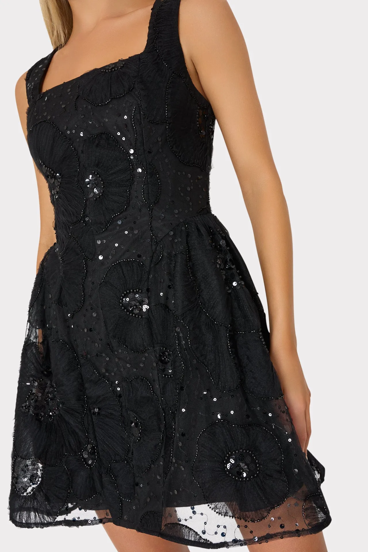 Erin Tulle Flower Beaded Mini Dress sold by Milly product image thumbnail 3