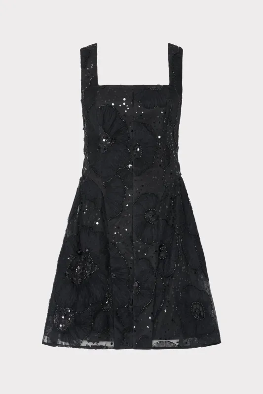 Erin Tulle Flower Beaded Mini Dress made by Milly