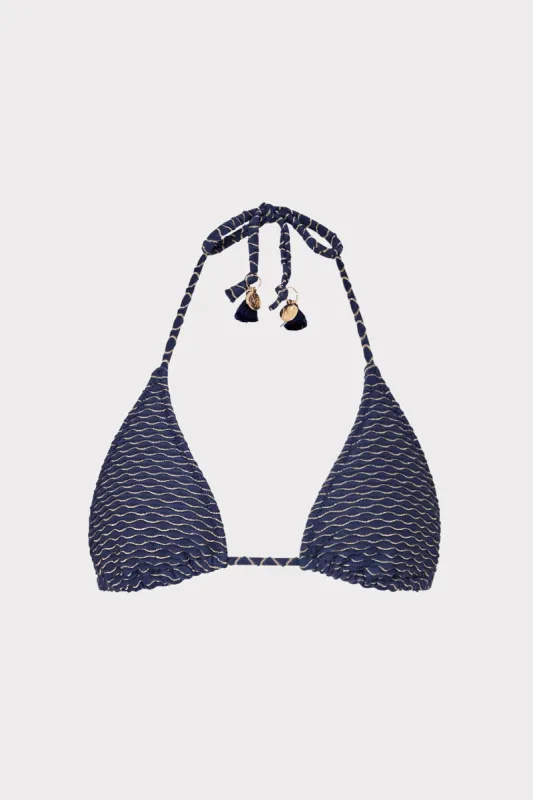 Textured Waves Triangle Bikini Top sold by Milly