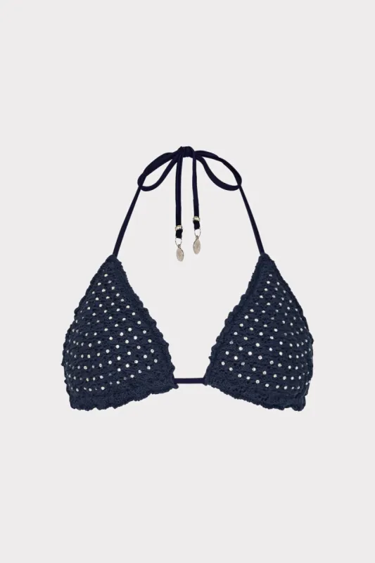 Glimmer Crochet Bikini Top With Crystal Applique made by Milly