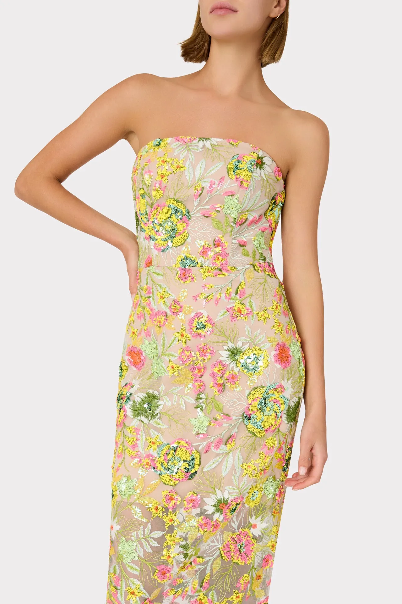 Kait Botanical Petals Sequins Dress sold by Milly product image thumbnail 4