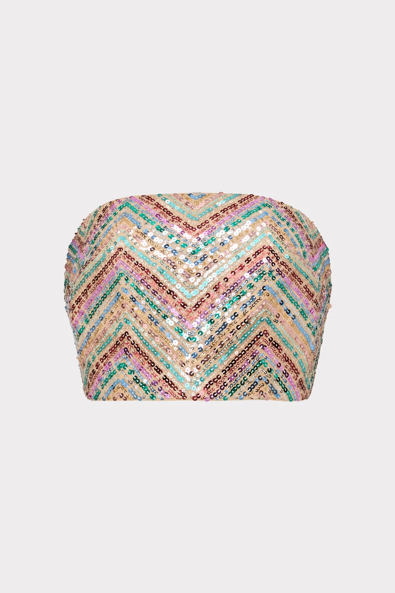 Chevron Sequins Strapless Crop Top sold by Milly