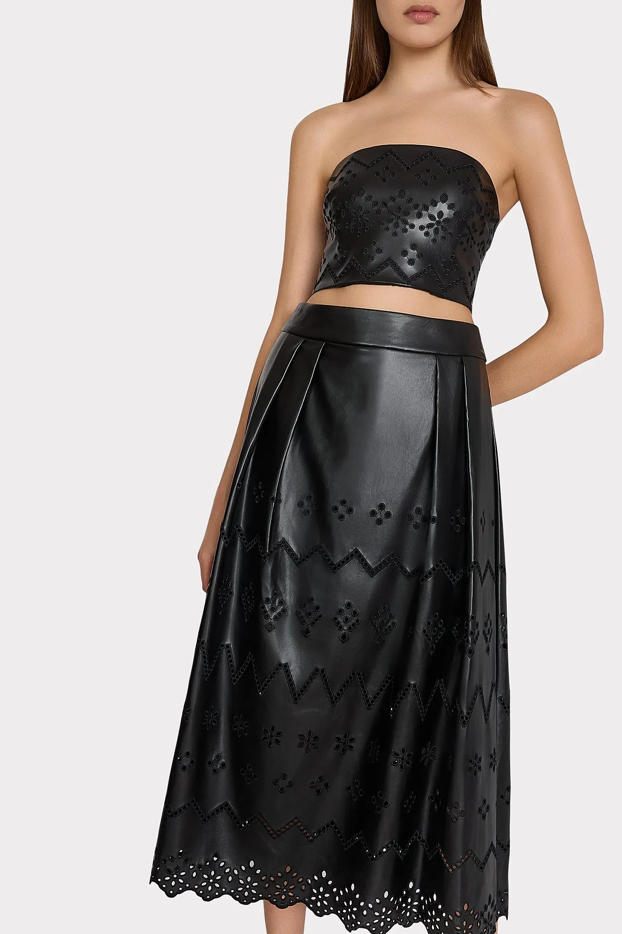 Lois Eyelet Vegan Leather Top sold by Milly product image thumbnail 3