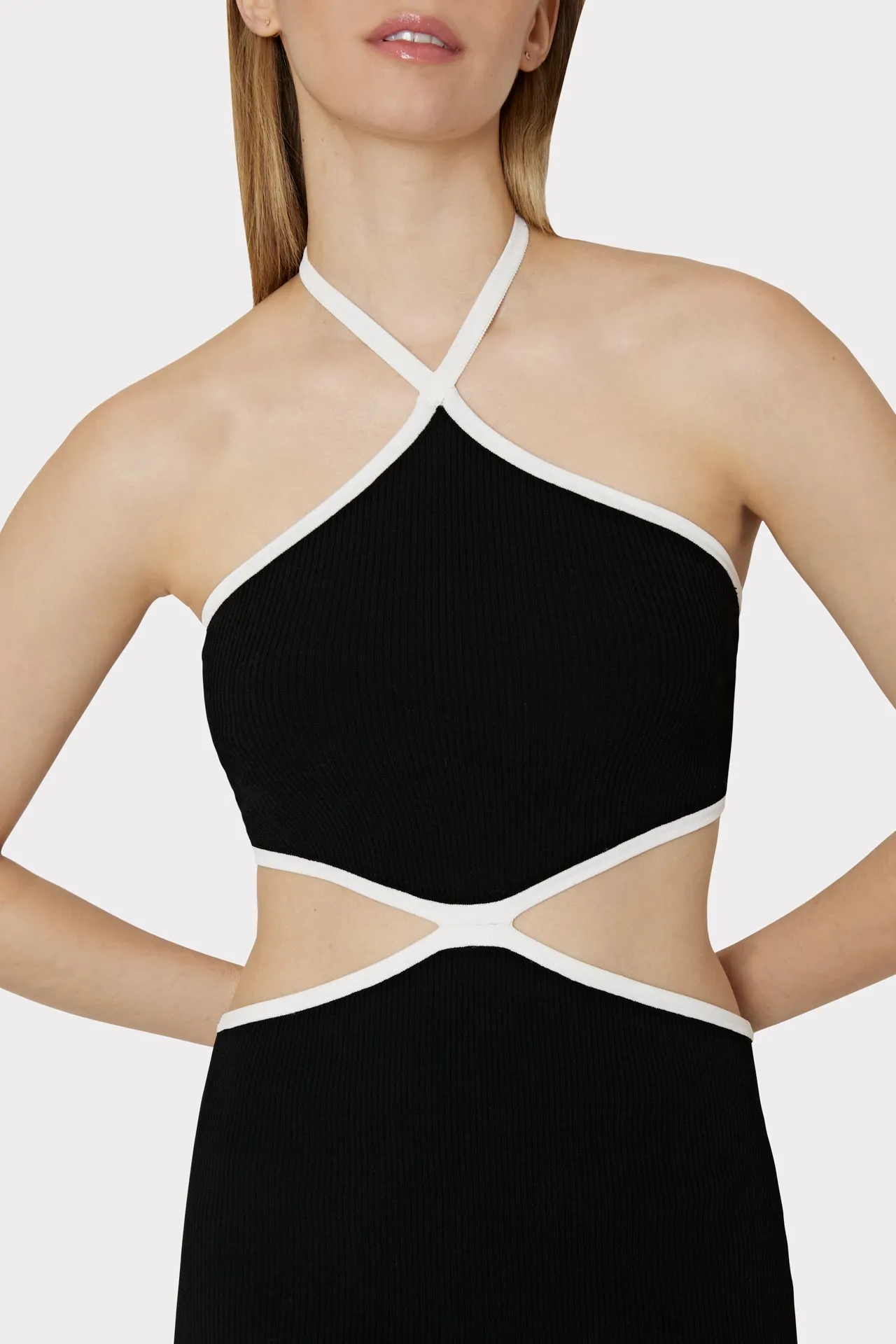 Contrast Trim Halter Mini Dress sold by Milly product image thumbnail 3