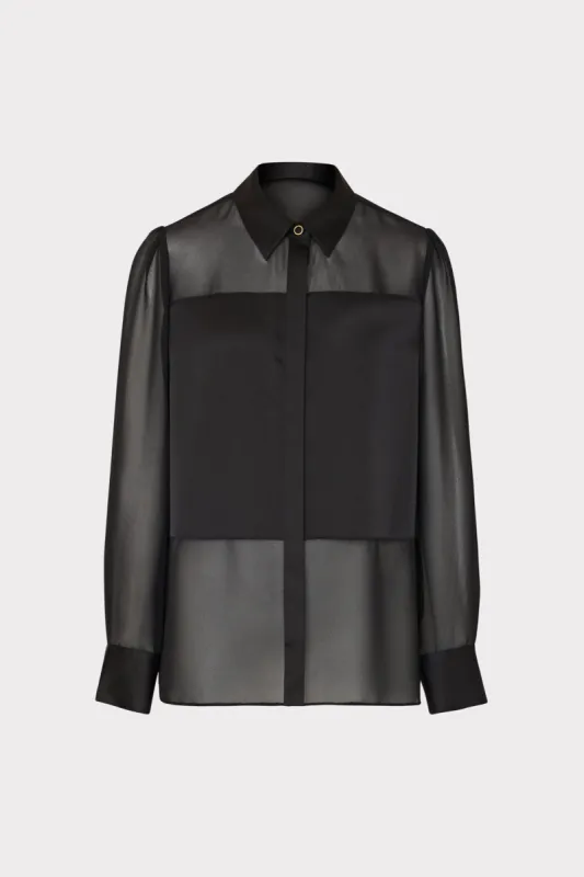 Andy Satin Combo Button Up Blouse sold by Milly