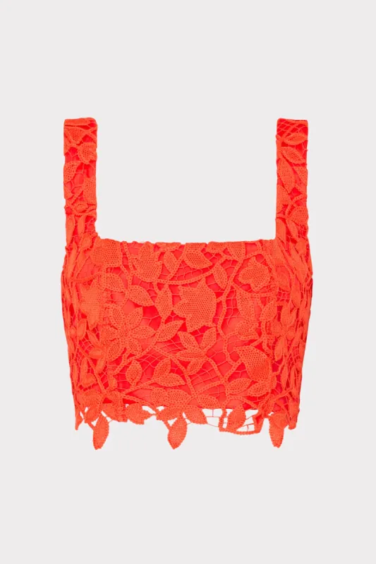 Chay Summer Floral Lace Crop Top made by Milly
