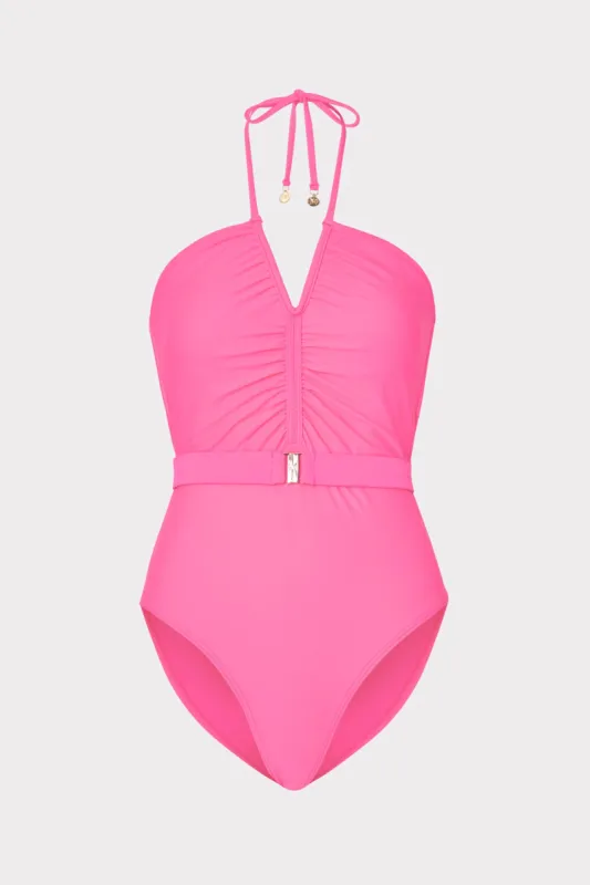 Ruched Halter One Piece sold by Milly