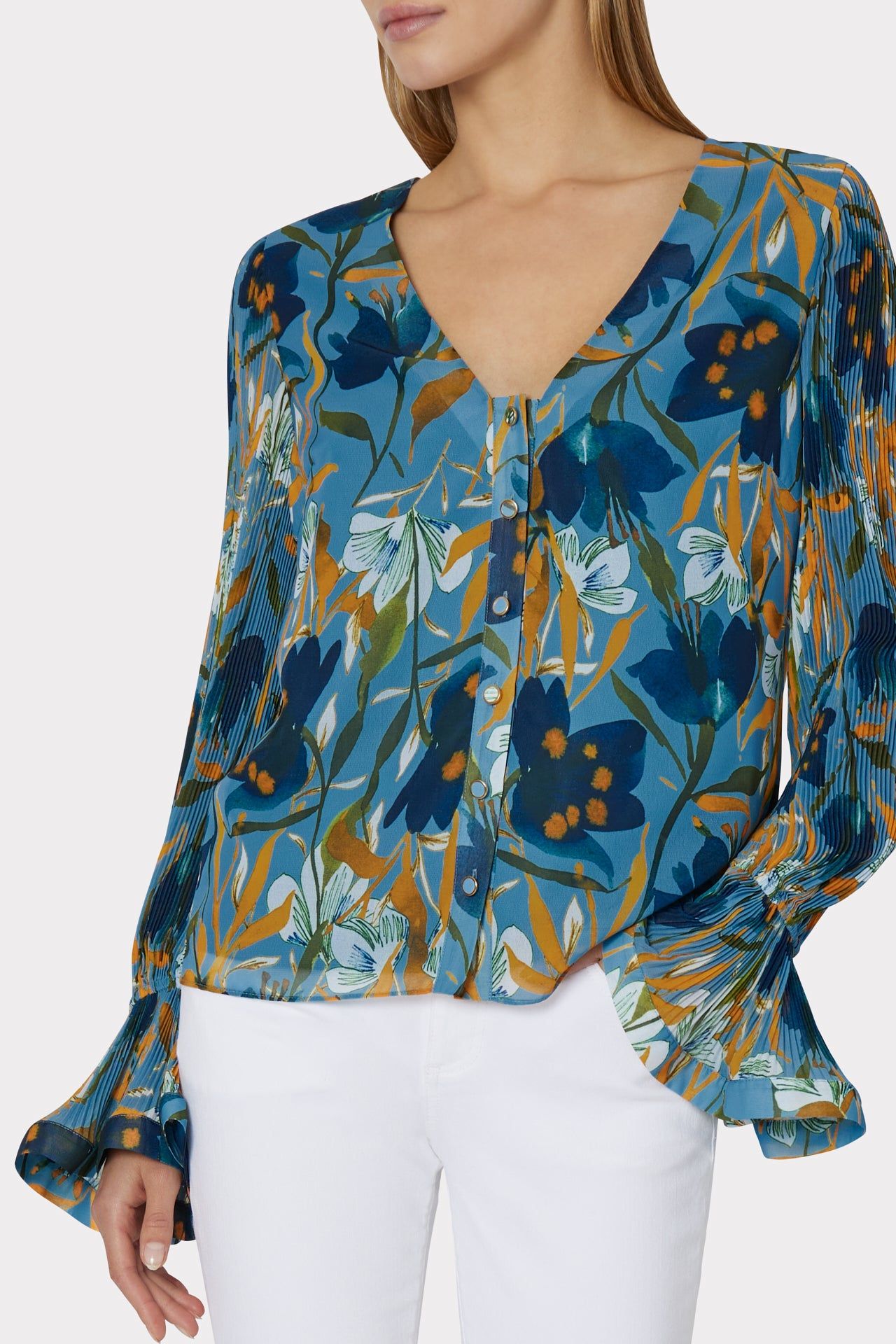 Greer Watercolor Azalea Top sold by Milly product image thumbnail 3