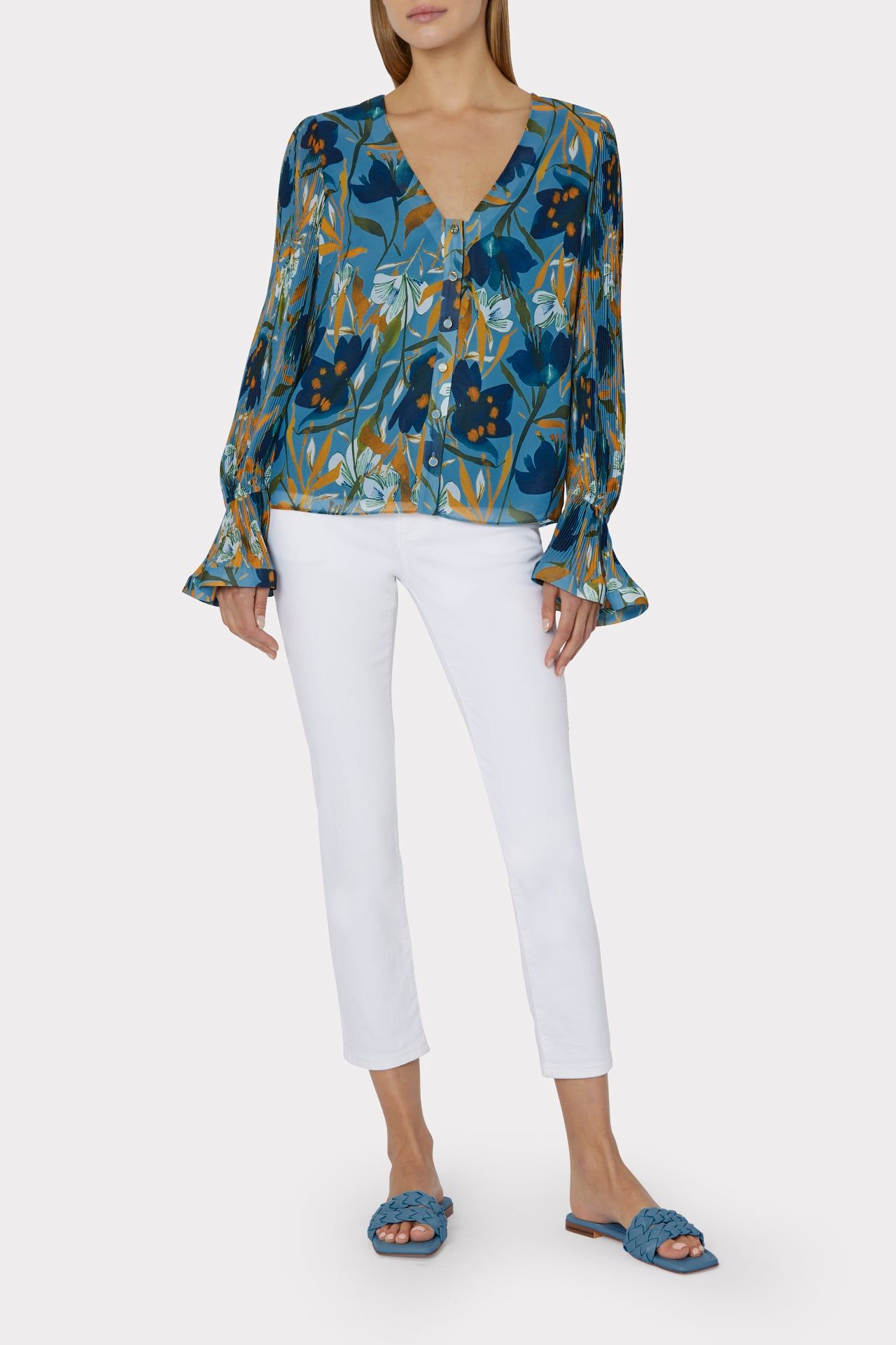 Greer Watercolor Azalea Top sold by Milly product image thumbnail 2