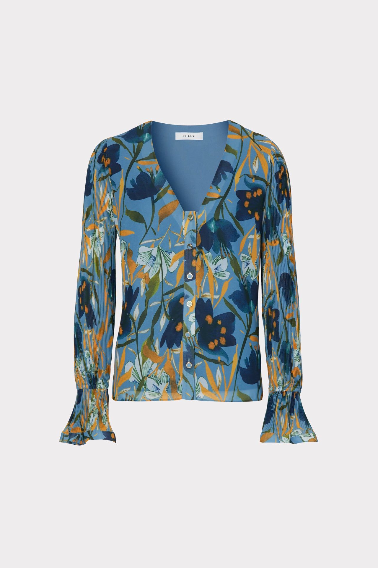 Greer Watercolor Azalea Top sold by Milly