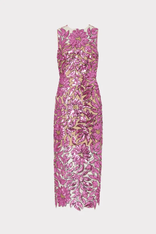 Kinsley Floral Garden Sequin Dress sold by Milly