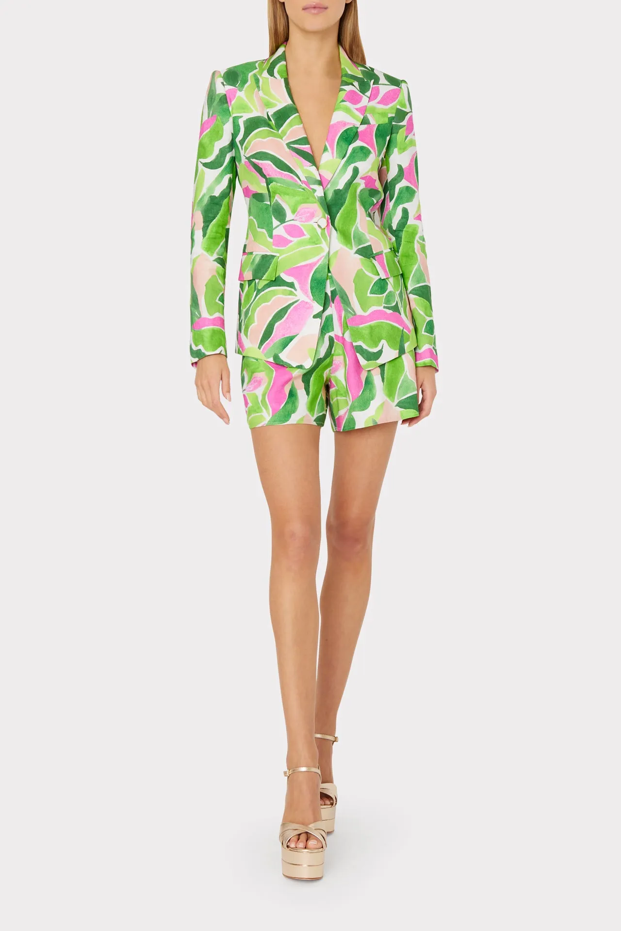 Avery Painted Bloom Linen Blazer sold by Milly product image thumbnail 2