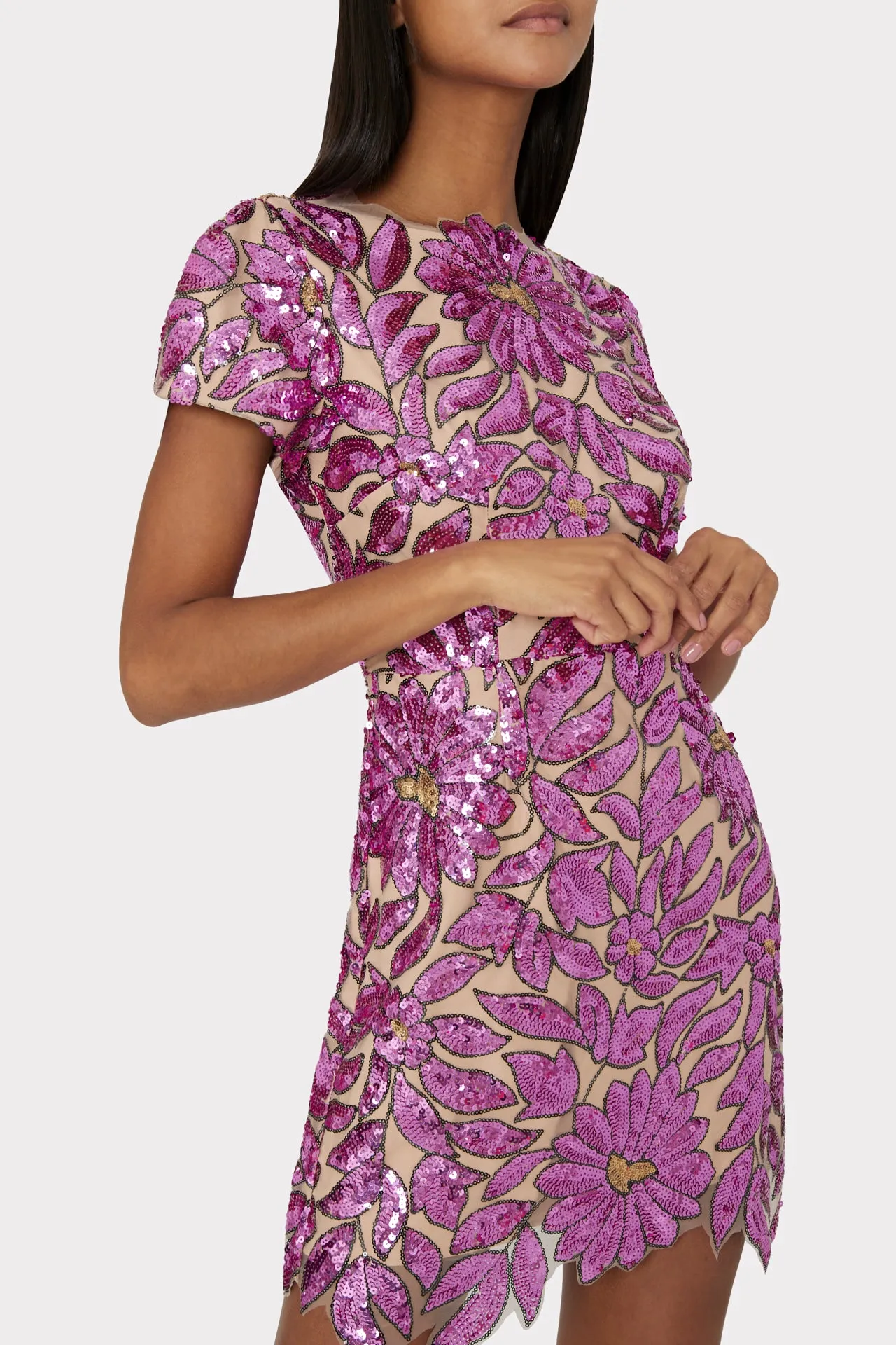 Kyla Floral Garden Sequins Dress sold by Milly product image thumbnail 3
