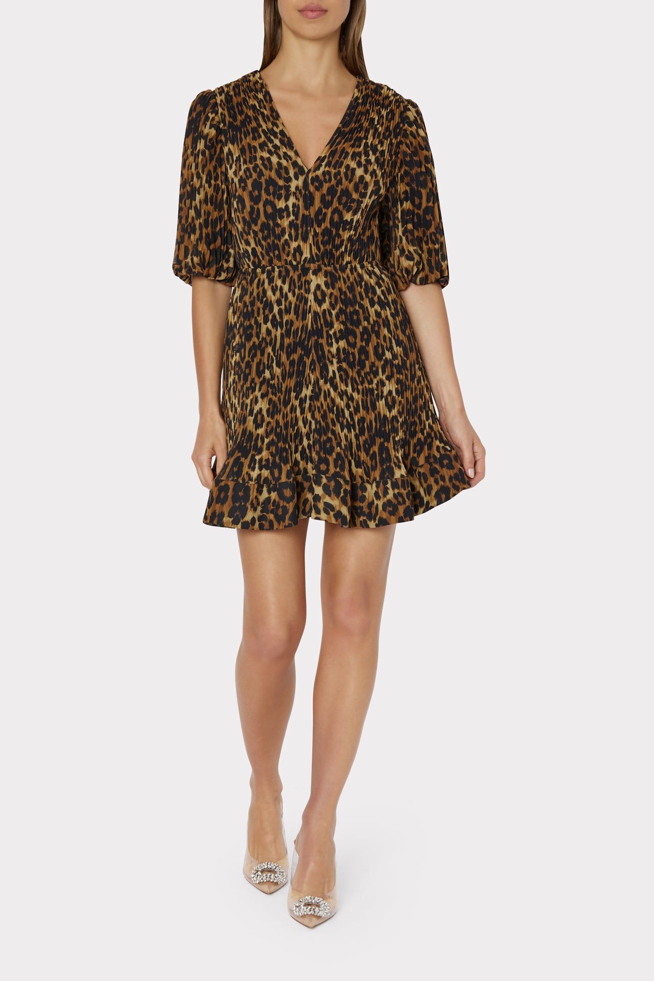 Elle Leopard Pleated Dress sold by Milly product image thumbnail 2