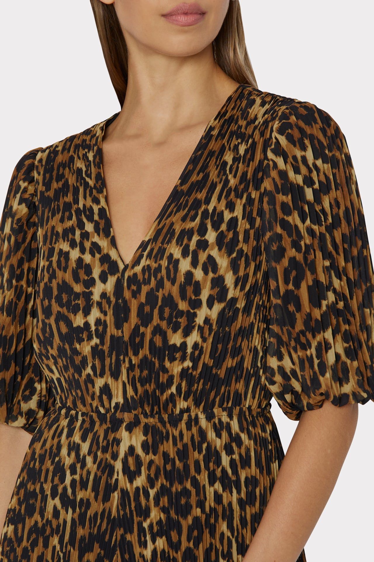 Elle Leopard Pleated Dress sold by Milly product image thumbnail 3