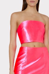 Oliviana Stretch Satin Skirt sold by Milly
