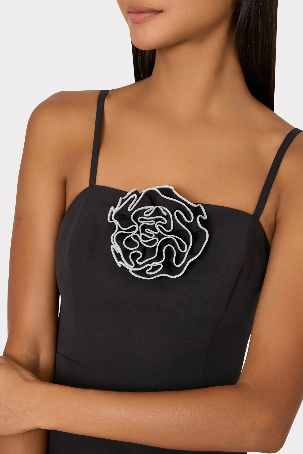 Allison 3D Rosette Cady Midi Dress sold by Milly product image thumbnail 3