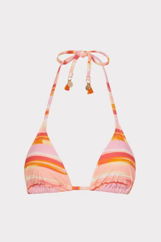 Sunset Stripe Triangle Bikini Top sold by Milly