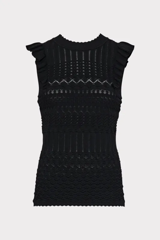 Pointelle Flutter Sleeve Top sold by Milly