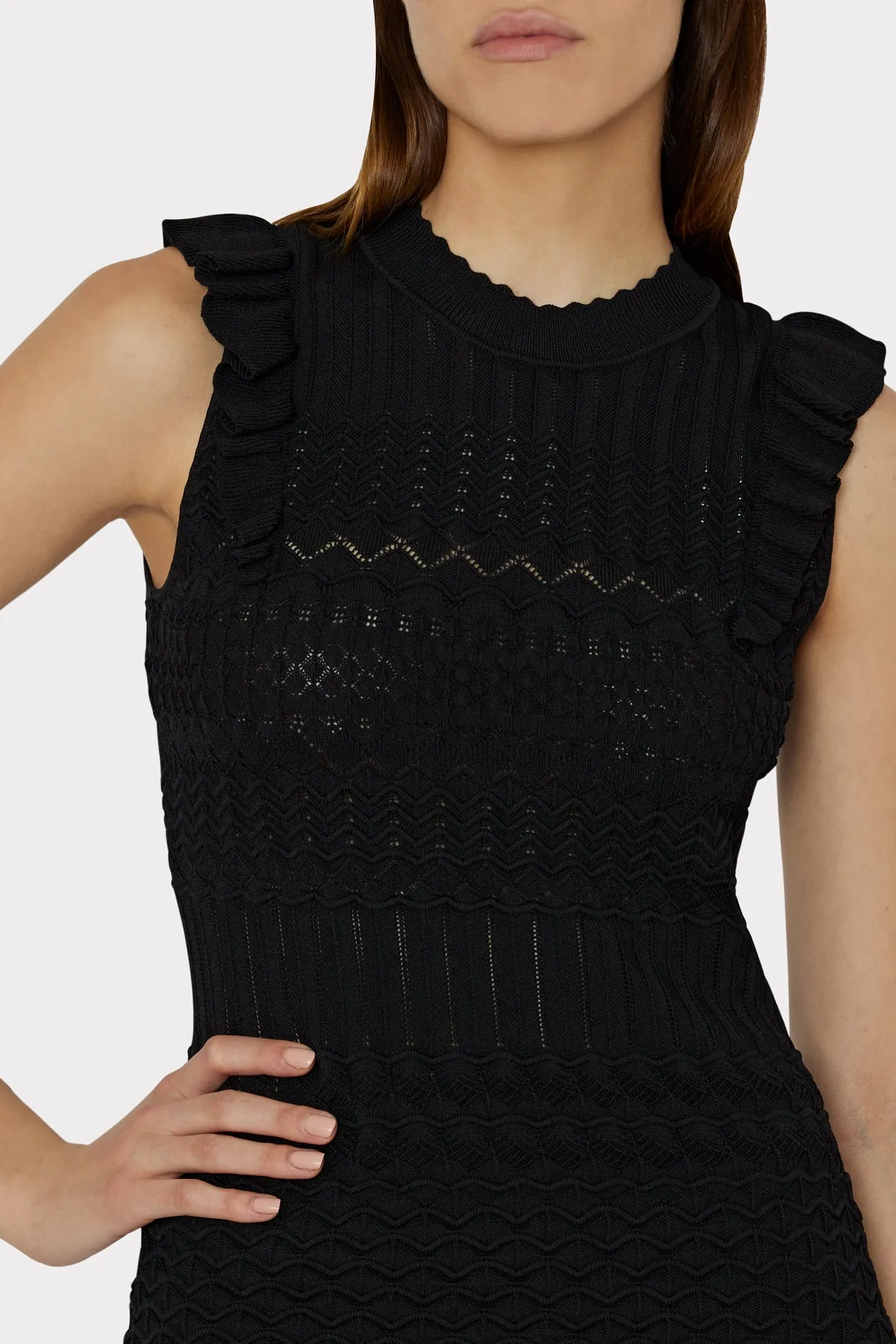 Pointelle Flutter Sleeve Top sold by Milly product image thumbnail 3