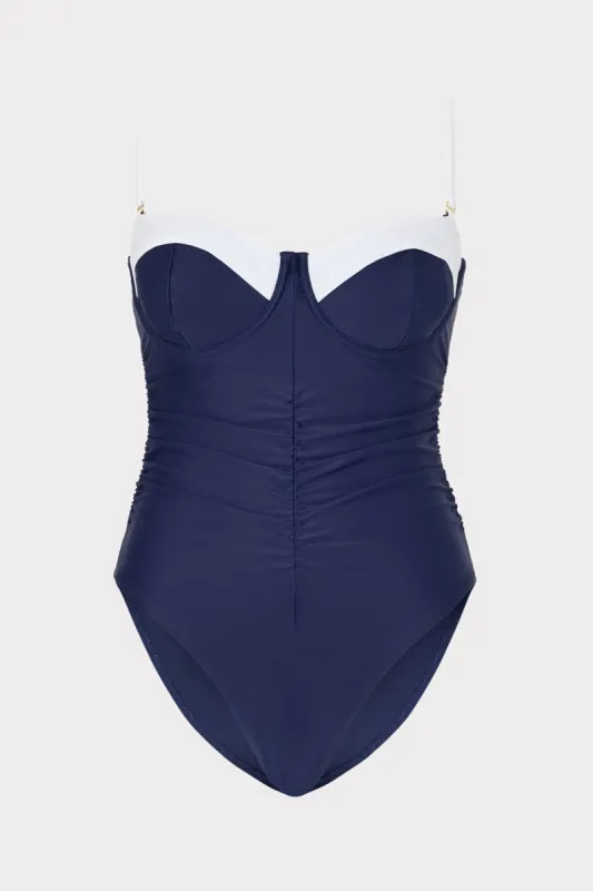 Color Block Ruched One Piece sold by Milly
