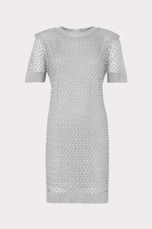 Sinclair Metallic Mesh Mini Dress sold by Milly