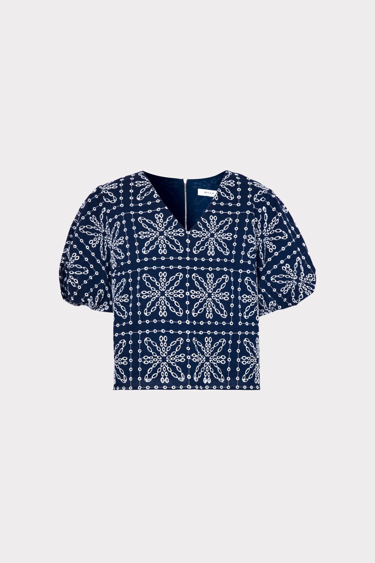 Maci Tile Eyelet Top sold by Milly