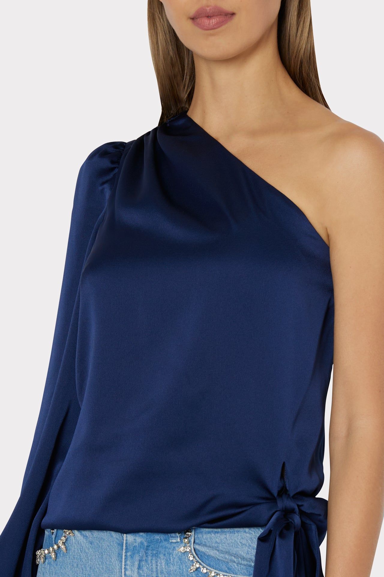 Hellena Satin One Shoulder Top sold by Milly product image thumbnail 3
