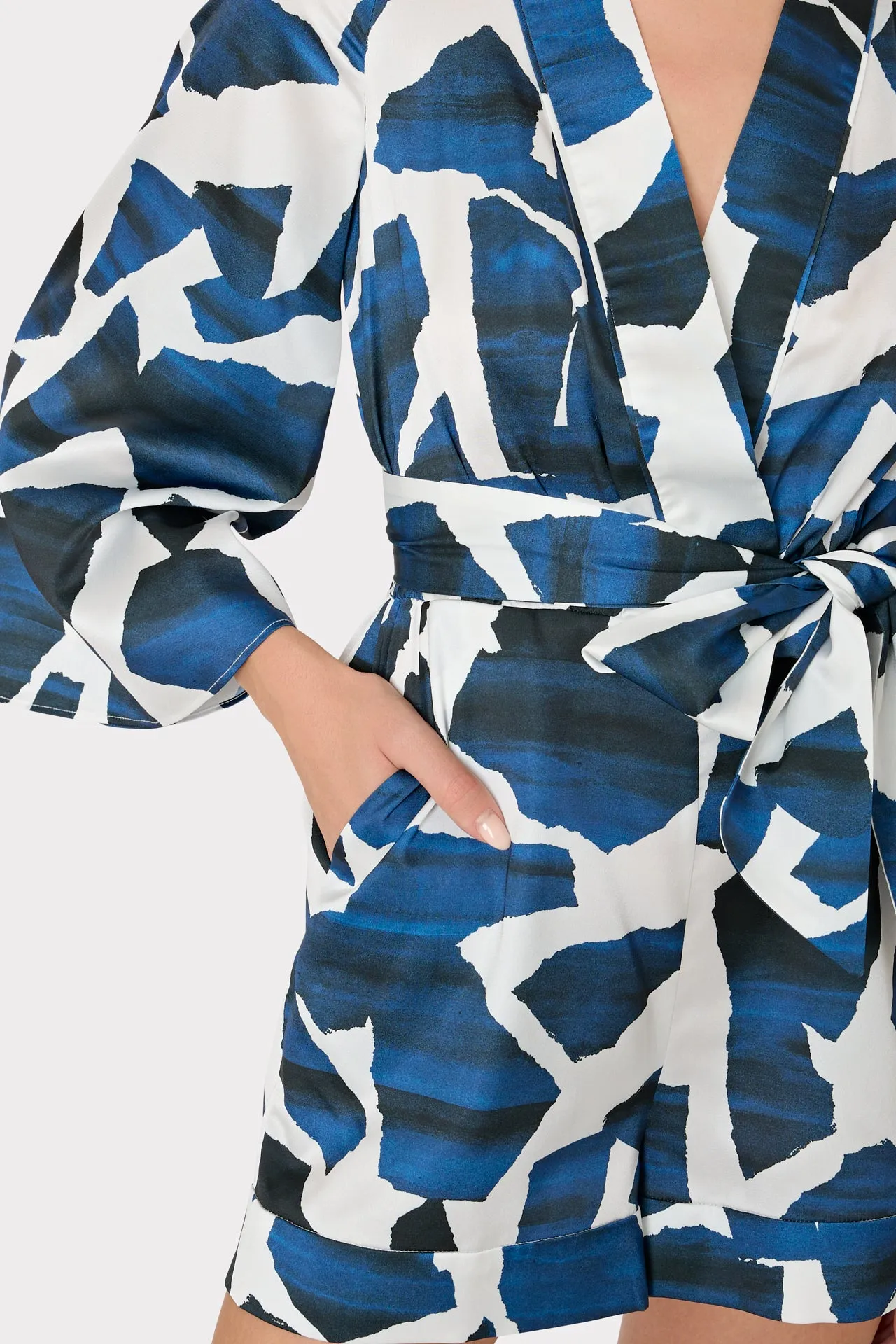 Ocean Puzzle Satin Romper sold by Milly product image thumbnail 3