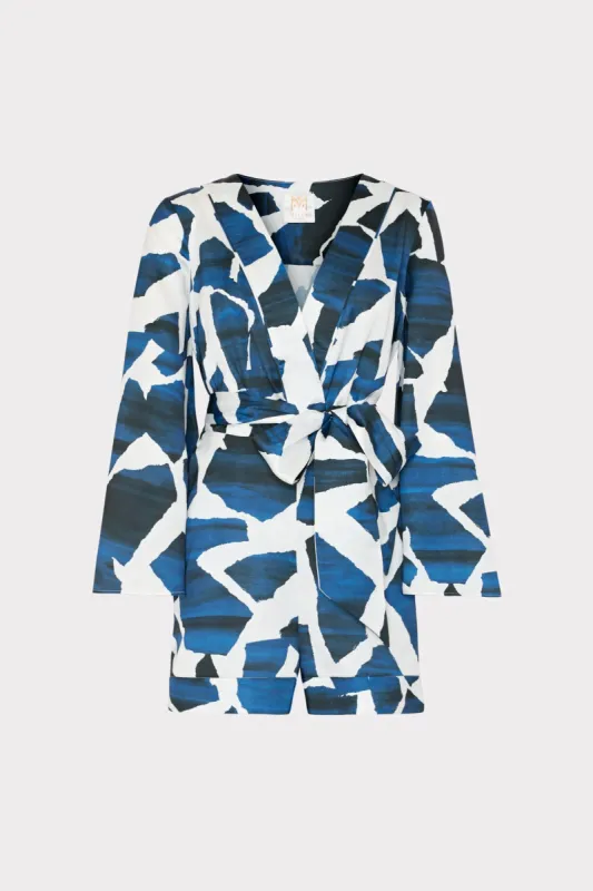 Ocean Puzzle Satin Romper sold by Milly