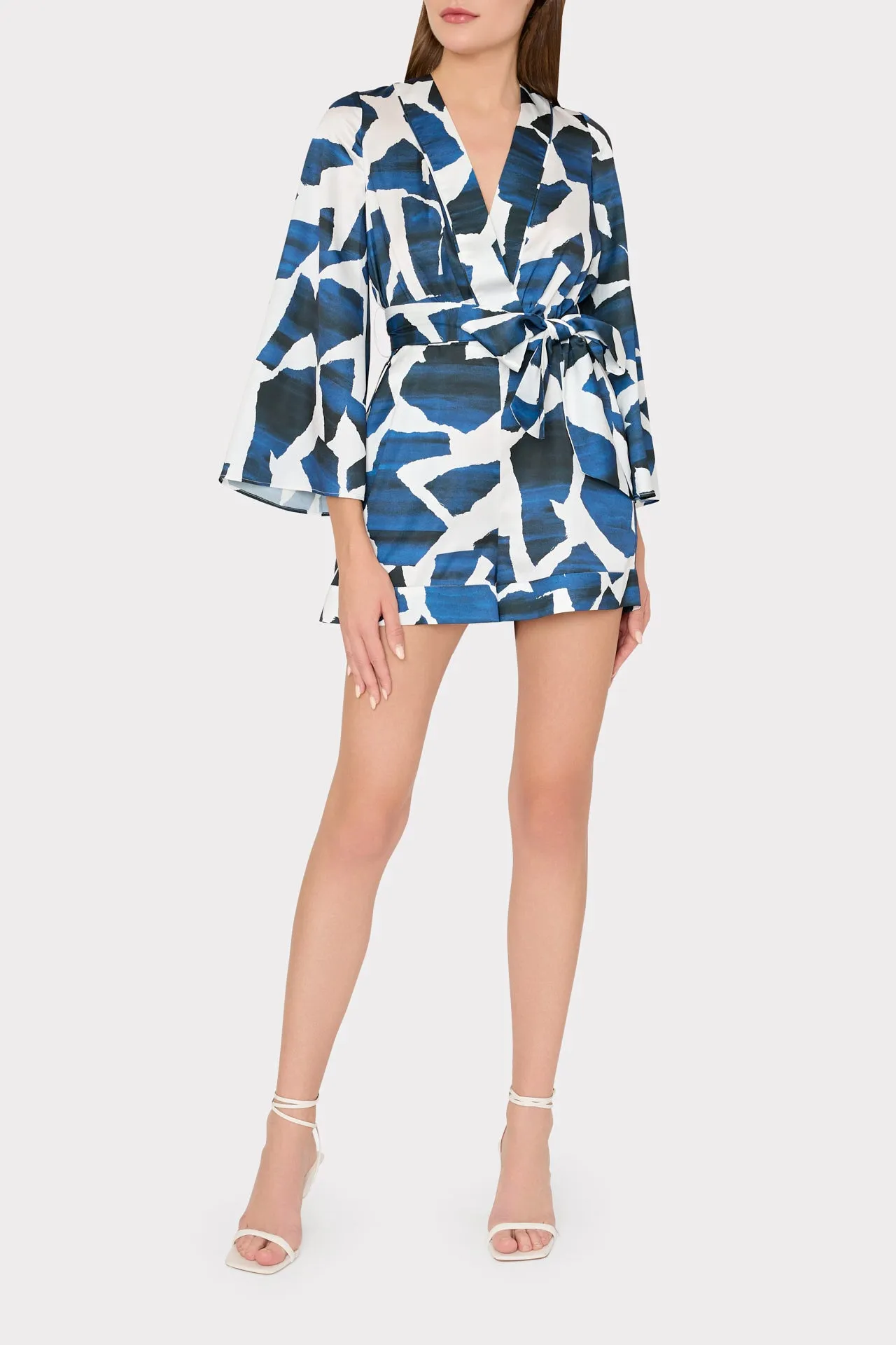Ocean Puzzle Satin Romper sold by Milly product image thumbnail 2