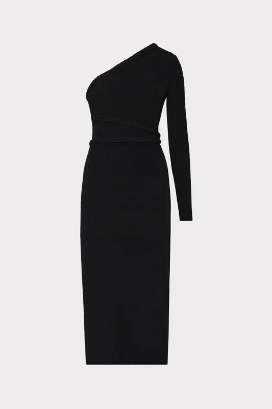 One Shoulder Braided Midi Dress sold by Milly